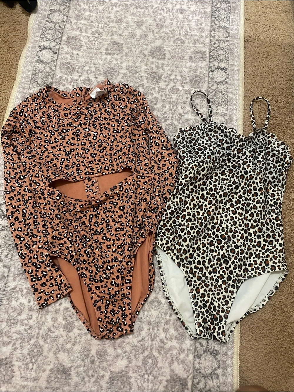 Leopard girls swim suits
